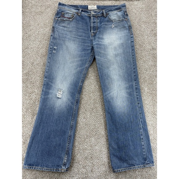 Vintage Aeropostale Jeans Mens 36x32 Blue The Driggs Slim Bootcut Distressed Y2K - Picture 1 of 13